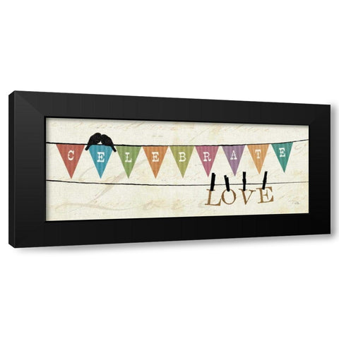 Happy Words I Black Modern Wood Framed Art Print by Pela