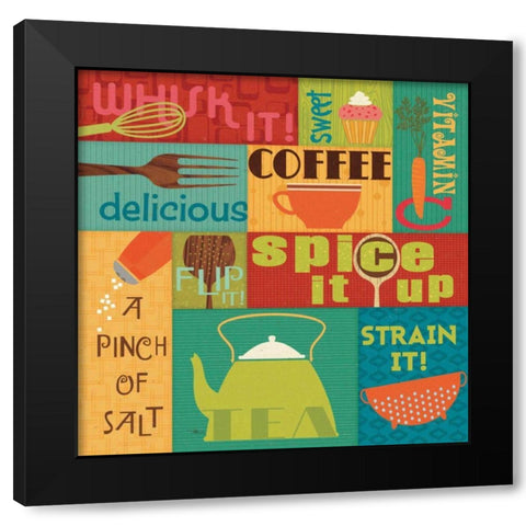 Kitchen It I Black Modern Wood Framed Art Print by Pela Studio