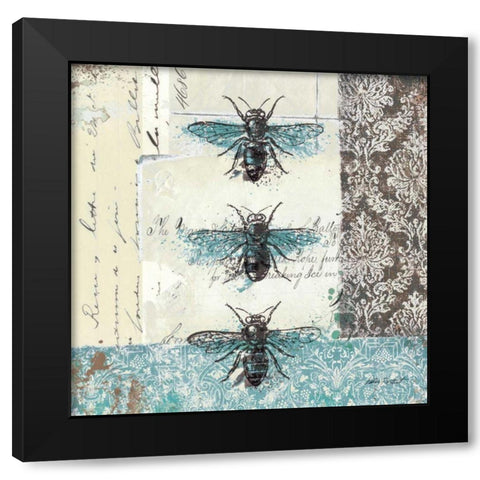 Bees n Butterflies No. I Black Modern Wood Framed Art Print by Pertiet, Katie