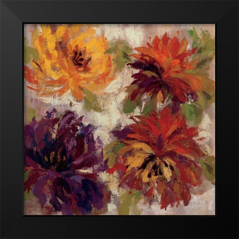 Fiery Dahlias I Black Modern Wood Framed Art Print by Vassileva, Silvia