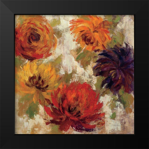 Fiery Dahlias II Black Modern Wood Framed Art Print by Vassileva, Silvia