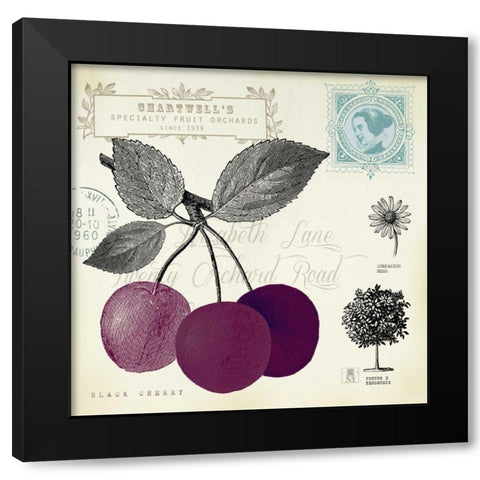 Cherry Notes Black Modern Wood Framed Art Print with Double Matting by Studio Mousseau