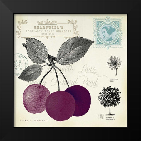 Cherry Notes Black Modern Wood Framed Art Print by Studio Mousseau