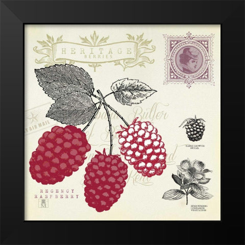 Raspberry Notes Black Modern Wood Framed Art Print by Studio Mousseau