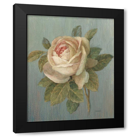 June Rose Green Black Modern Wood Framed Art Print with Double Matting by Nai, Danhui