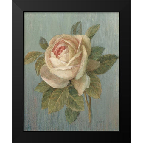 June Rose Green Black Modern Wood Framed Art Print by Nai, Danhui