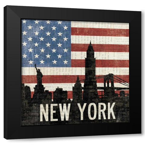 New York Black Modern Wood Framed Art Print by Hershey, Moira