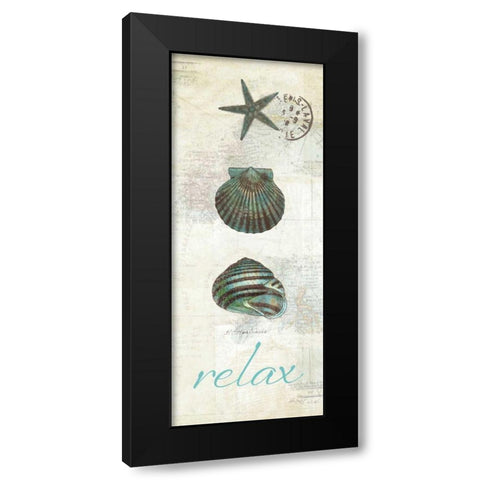 Touch of Blue Shells I Black Modern Wood Framed Art Print with Double Matting by Pertiet, Katie