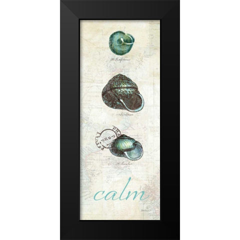 Touch of Blue Shells II Black Modern Wood Framed Art Print by Pertiet, Katie