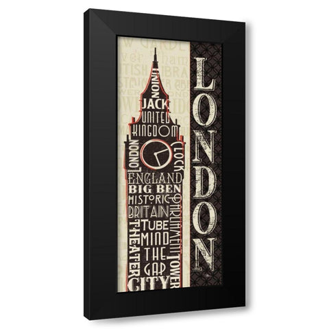 City Words II Black Modern Wood Framed Art Print with Double Matting by Pela Studio