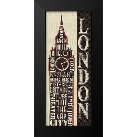 City Words II Black Modern Wood Framed Art Print by Pela Studio