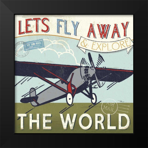 Lets Travel II Black Modern Wood Framed Art Print by Pela Studio