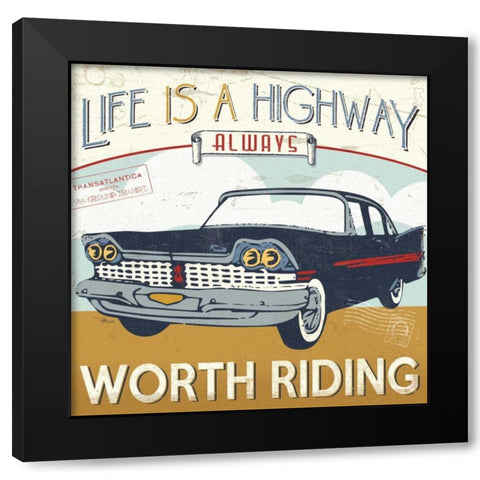 Lets Travel III Black Modern Wood Framed Art Print by Pela Studio