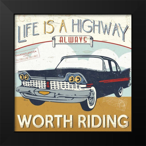 Lets Travel III Black Modern Wood Framed Art Print by Pela Studio