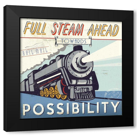 Lets Travel IV Black Modern Wood Framed Art Print by Pela Studio