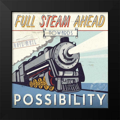 Lets Travel IV Black Modern Wood Framed Art Print by Pela Studio