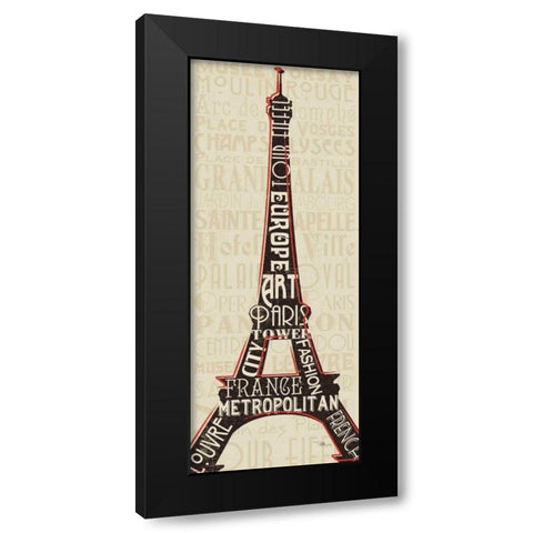 Paris City Words I Black Modern Wood Framed Art Print by Pela Studio