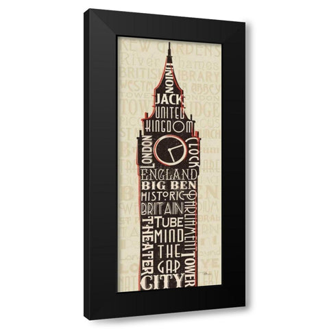 London City Words II Black Modern Wood Framed Art Print with Double Matting by Pela Studio