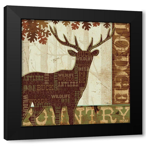 Woodland Words I Black Modern Wood Framed Art Print by Pela Studio