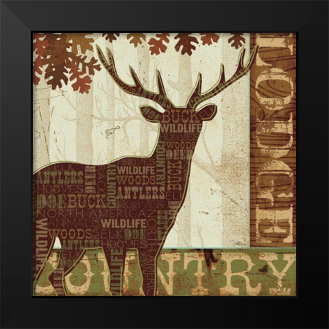 Woodland Words I Black Modern Wood Framed Art Print by Pela Studio