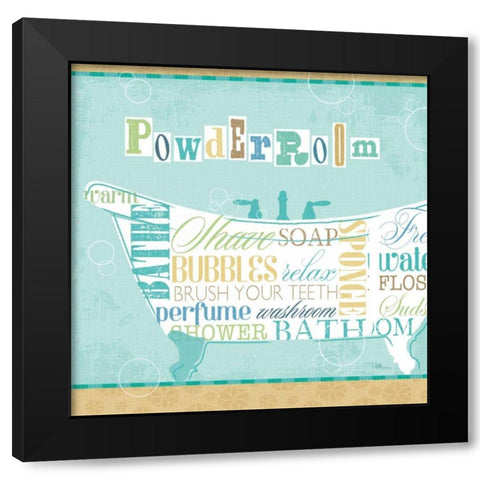 Bathroom Words Tub I Black Modern Wood Framed Art Print by Pela Studio