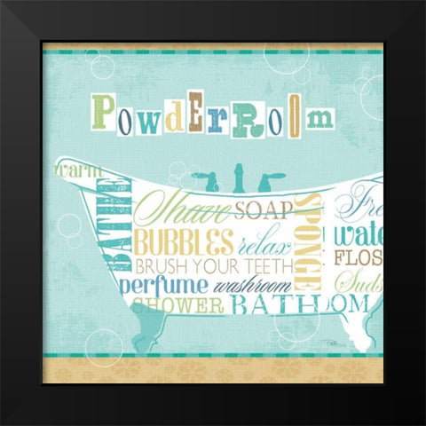 Bathroom Words Tub I Black Modern Wood Framed Art Print by Pela Studio