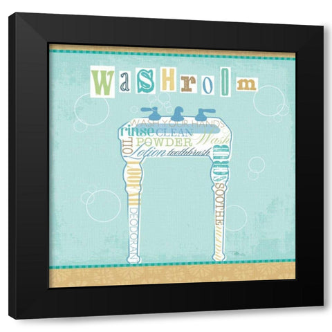 Bathroom Words Sink II Black Modern Wood Framed Art Print by Pela Studio