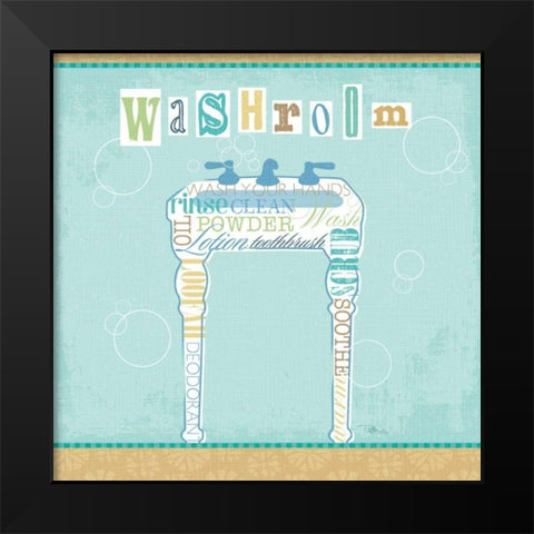 Bathroom Words Sink II Black Modern Wood Framed Art Print by Pela Studio