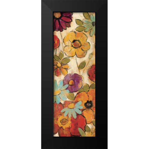 Floral Sketches on Linen I Black Modern Wood Framed Art Print by Vassileva, Silvia