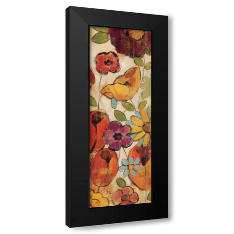 Floral Sketches on Linen II Black Modern Wood Framed Art Print by Vassileva, Silvia