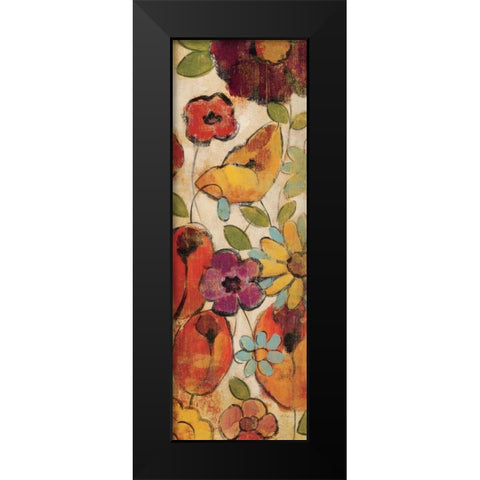 Floral Sketches on Linen II Black Modern Wood Framed Art Print by Vassileva, Silvia