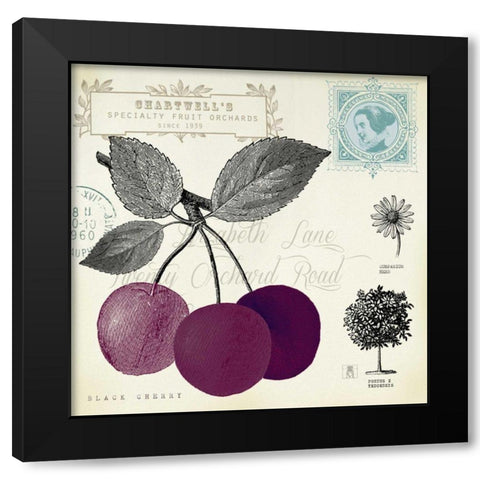 Cherry Notes Black Modern Wood Framed Art Print with Double Matting by Studio Mousseau