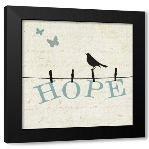 Bird Talk I Black Modern Wood Framed Art Print by Pela Studio