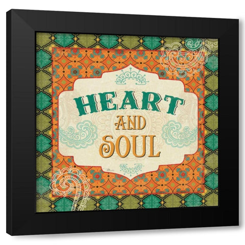 Indian Breeze Words III Black Modern Wood Framed Art Print by Pela Studio