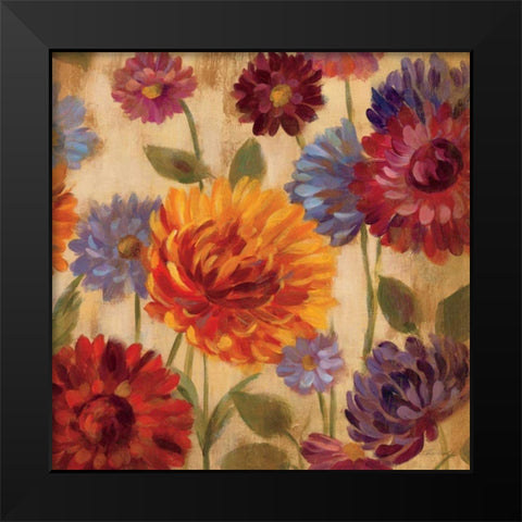 Rainbow Dahlias Crop III Black Modern Wood Framed Art Print by Vassileva, Silvia