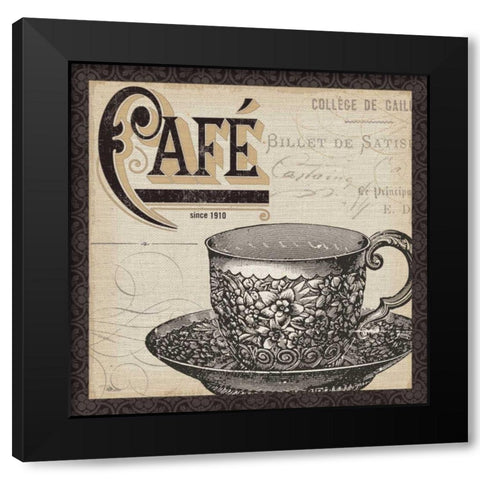 Antique Cafe II with Border Black Modern Wood Framed Art Print with Double Matting by Pela Studio