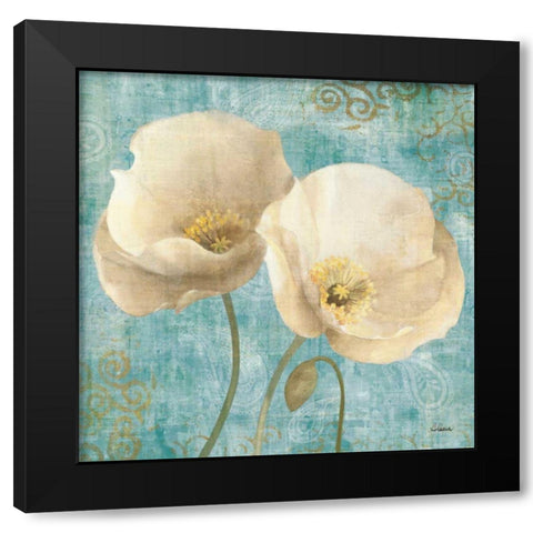 Poppies on Paisley Black Modern Wood Framed Art Print with Double Matting by Hristova, Albena