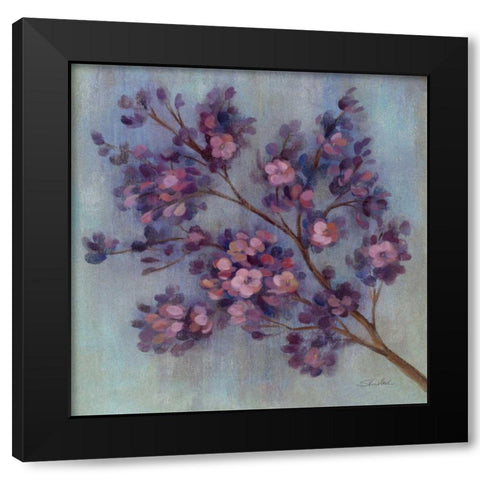 Twilight Cherry Blossoms II Black Modern Wood Framed Art Print with Double Matting by Vassileva, Silvia