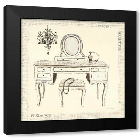 Emilys Boudoir III Table Black Modern Wood Framed Art Print with Double Matting by Adams, Emily