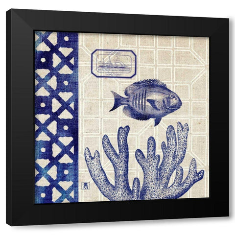 Sea Shore Square I Black Modern Wood Framed Art Print with Double Matting by Studio Mousseau