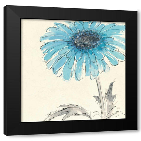 Gerbera Blue II Black Modern Wood Framed Art Print by Paschke, Chris