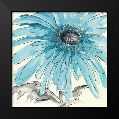 Gerbera Blue III Black Modern Wood Framed Art Print by Paschke, Chris
