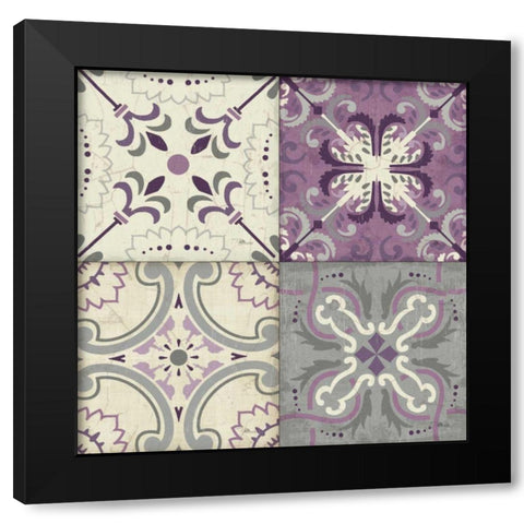 Lavender Glow Tiles Black Modern Wood Framed Art Print with Double Matting by Pela Studio