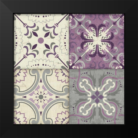 Lavender Glow Tiles Black Modern Wood Framed Art Print by Pela Studio