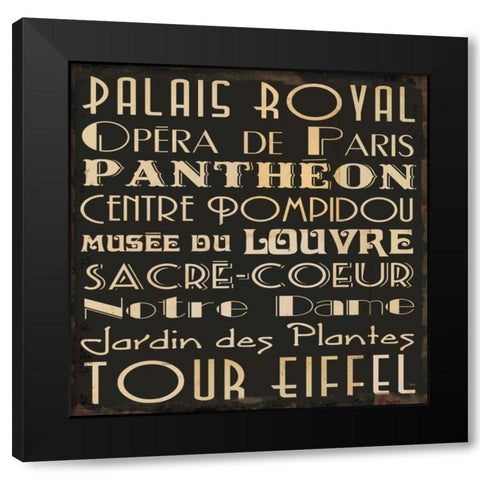 Paris Collage IV Black Modern Wood Framed Art Print by Pela Studio