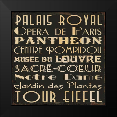 Paris Collage IV Black Modern Wood Framed Art Print by Pela Studio