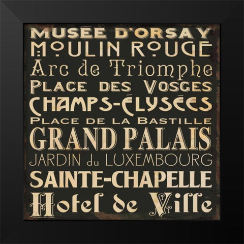 Paris Collage V Black Modern Wood Framed Art Print by Pela Studio