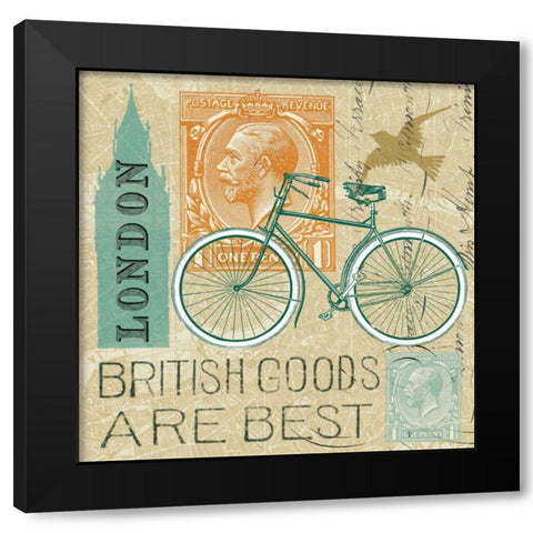 Postcard from London Collage Black Modern Wood Framed Art Print by Schlabach, Sue