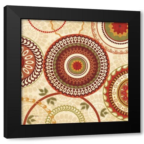 Owl Forest Suzani II Black Modern Wood Framed Art Print by Charron, Veronique