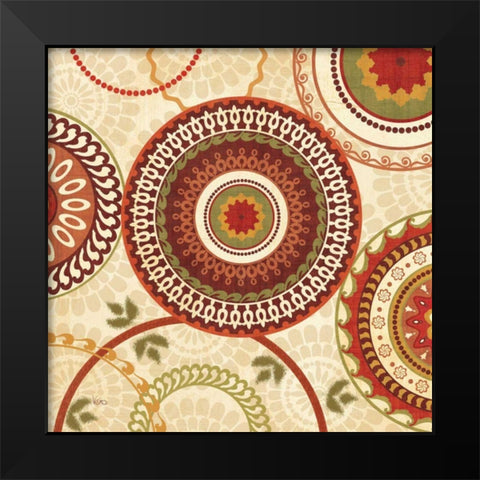 Owl Forest Suzani II Black Modern Wood Framed Art Print by Charron, Veronique